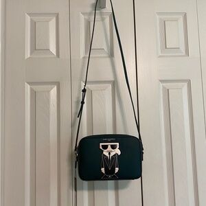 🍀NWT! Original Karl Lagerfeld Paris Crossbody Camera Bag Hunter Green
